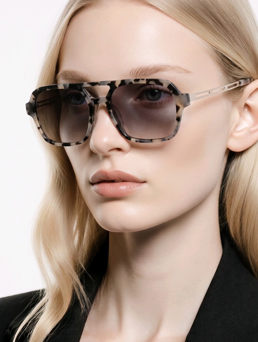 Carolina Lemke Berlin Sunglasses (CL9203-01) Forrest Grey, Milky, Demi